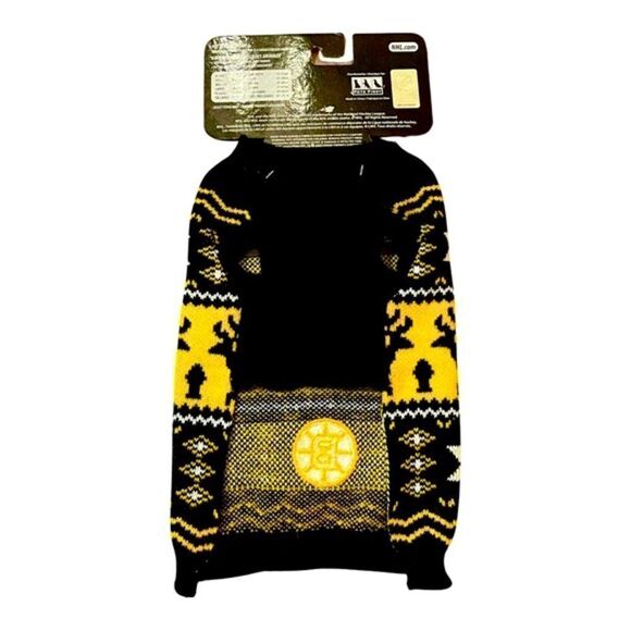 Boston Bruins NHL Officially Licensed Petwear Knit Holiday Dog Sweater XS NWT - Picture 2 of 10